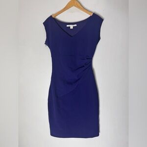 Diane Von Furstenberg Purple Sleeveless Fitted Dress Wiggle Pencil Ruched Side 2
